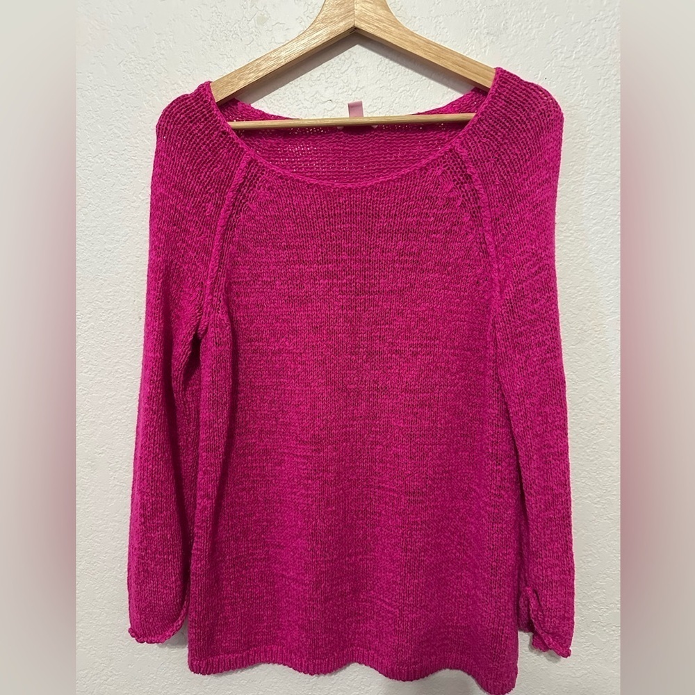 Lilly Pulitzer Vibrant Pink Crew Neck Knit Sweater - Size Medium